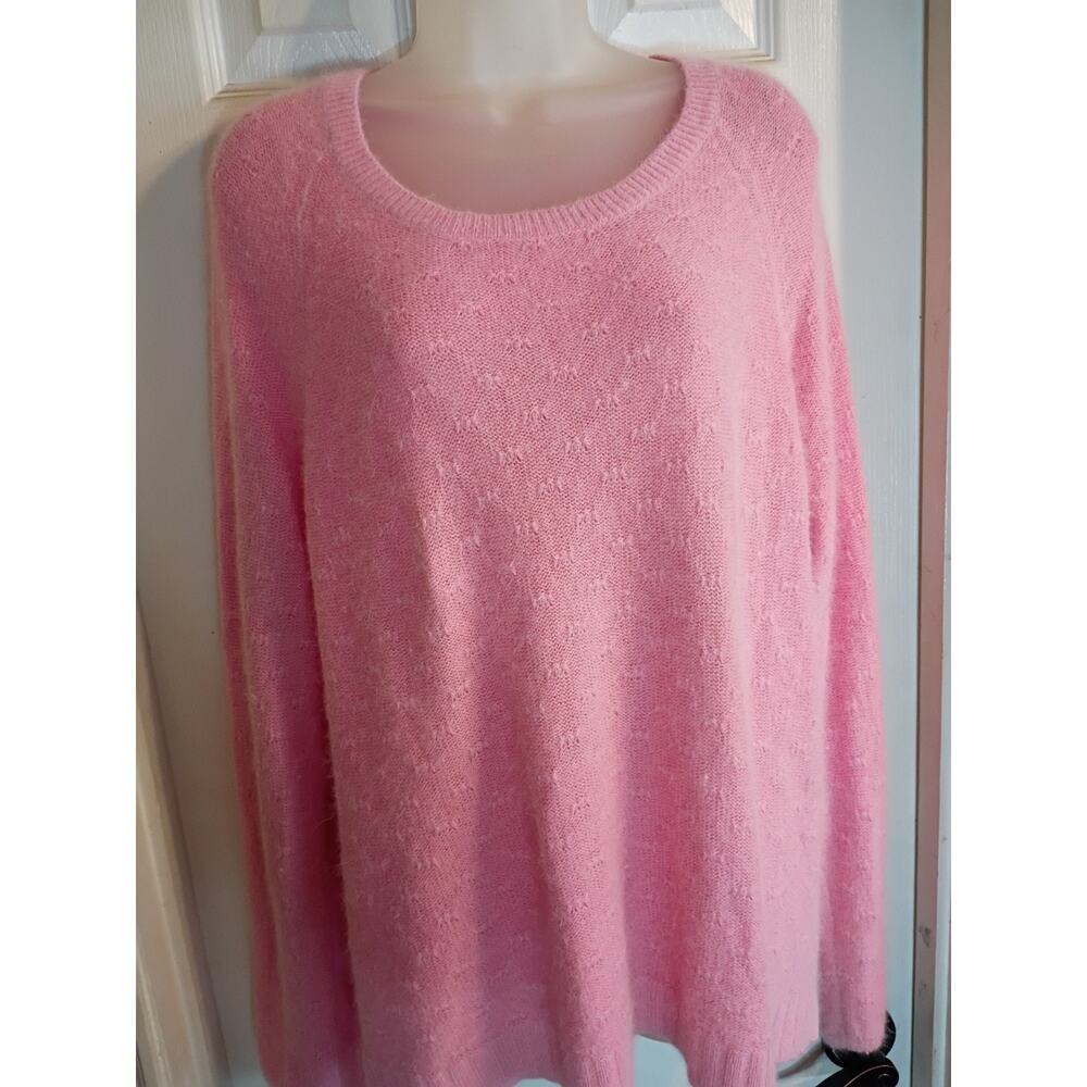 H&M Pullover Sweater 30% Angora Pink Round Neck Sz XL